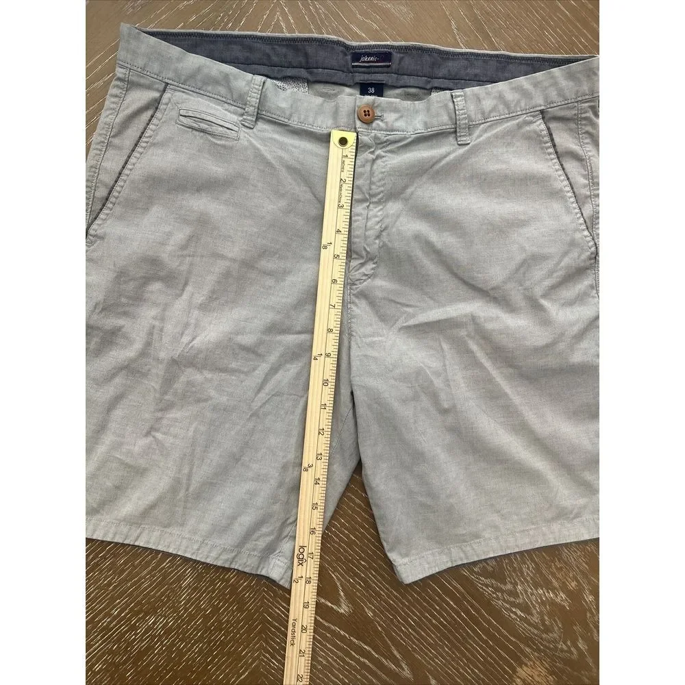 Johnnie O Shorts Mens 38 Gray Flat Front Pima‎ Cotton/ Spandex Chino ~ EXCELLENT